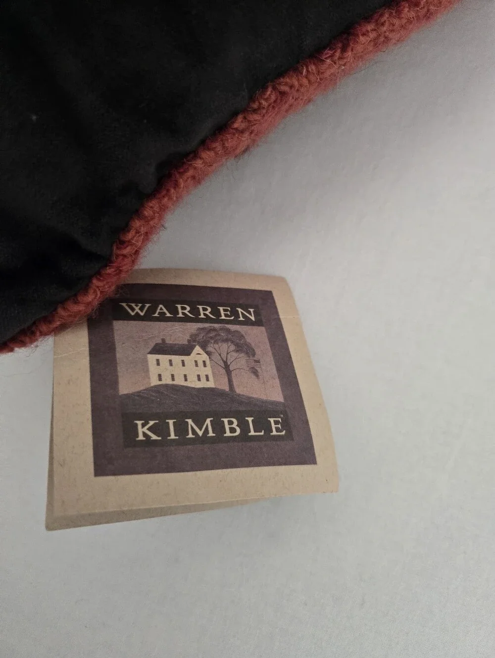 Warren Kimble New Nwt HOOKED Cat WOOL PILLOW The Cat's Meow Black Red Primitive